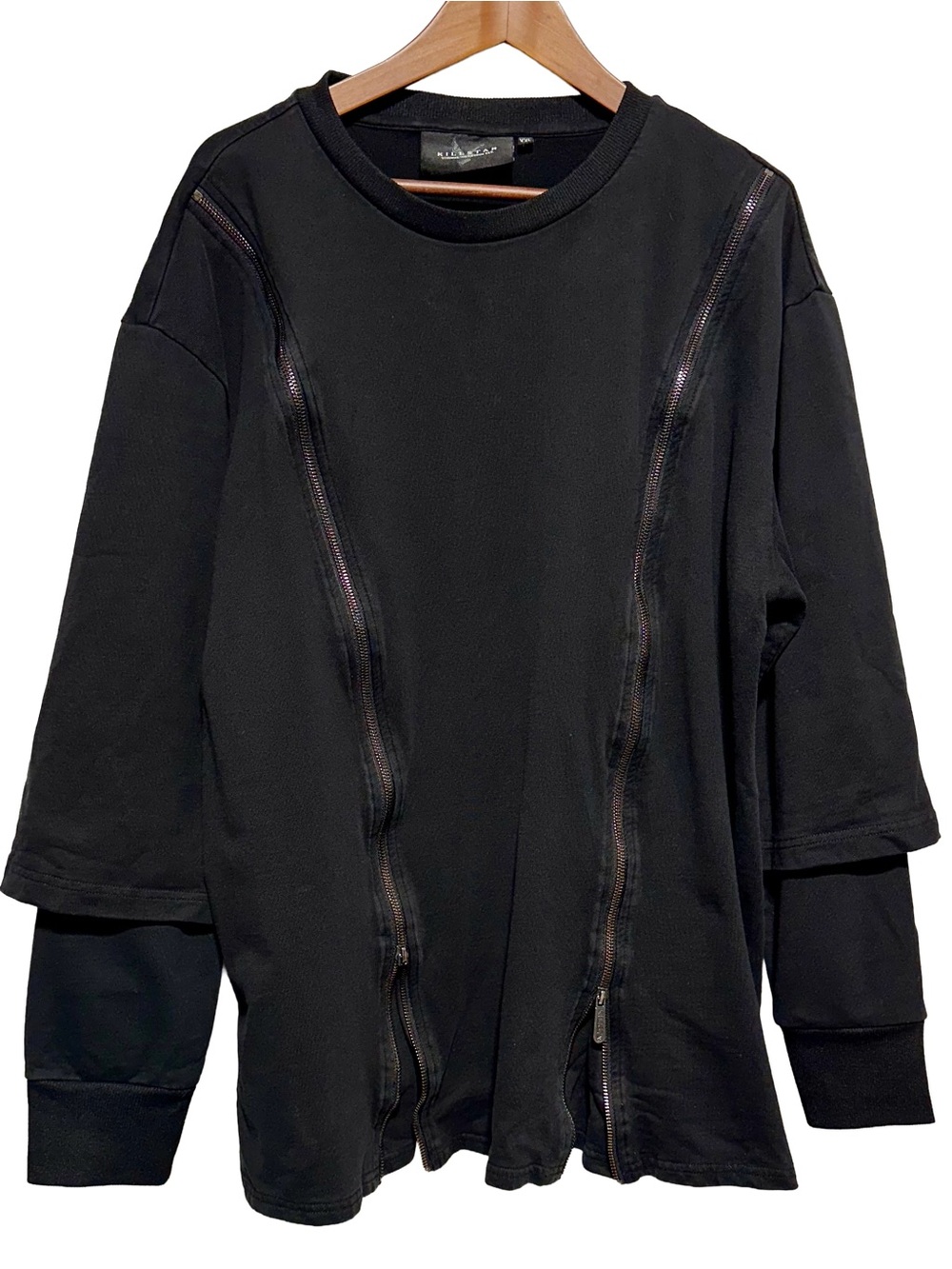 KILLSTAR Black Gothic Zip Detail Oversized Sweatshirt Goth Grunge